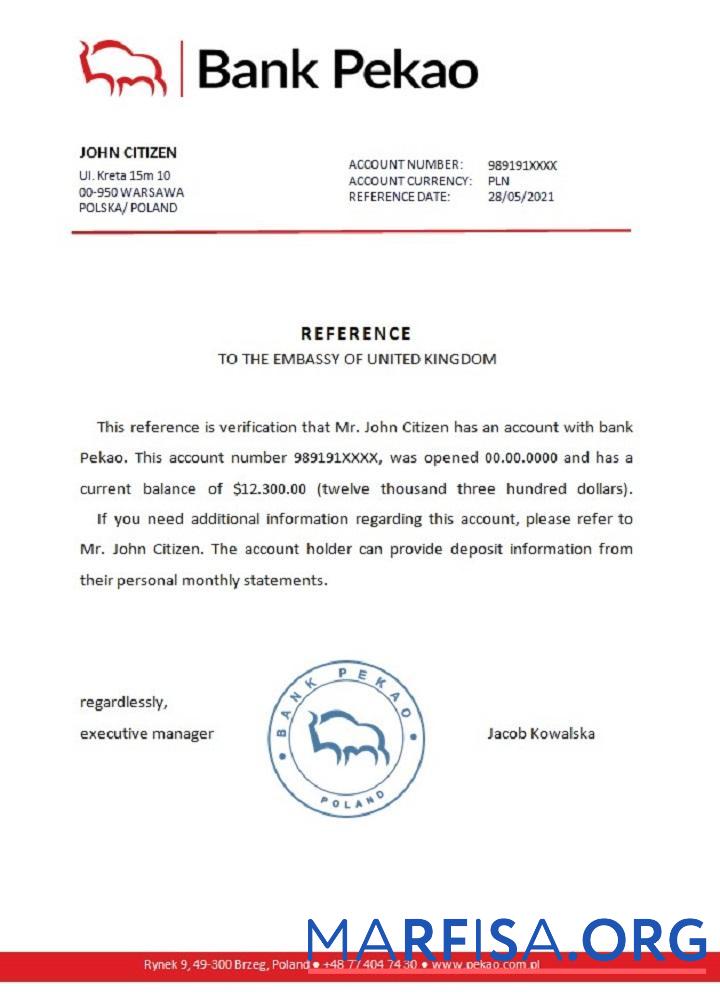 Realistic Poland Bank Pekao reference sample